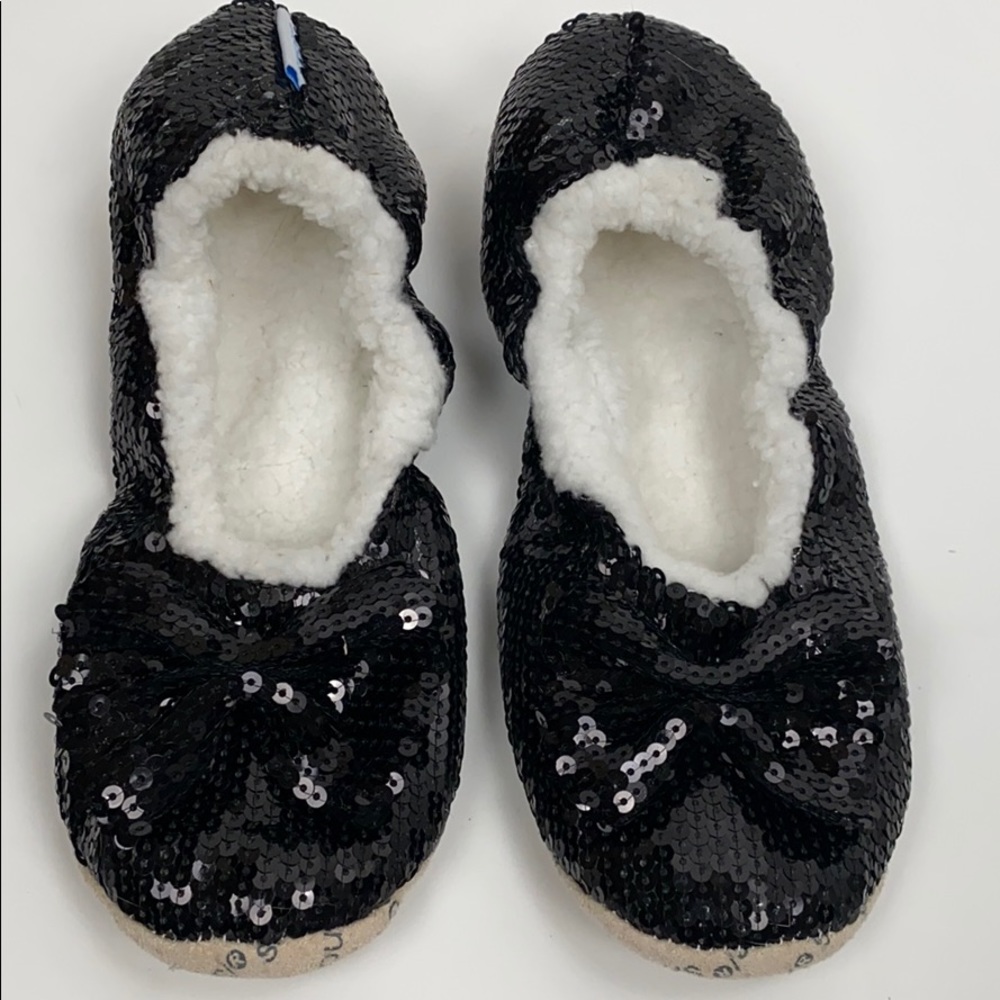 Black Sequin Snoozies Slippers